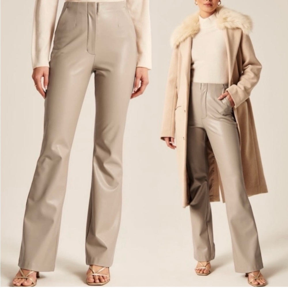 Abercrombie Tan Long Leather Trousers